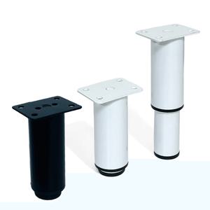 2단 원형조절발 가구다리 높이조절발 상다리 발통 철재 서랍장 화이트 블랙 받침대 97~150mm 까지