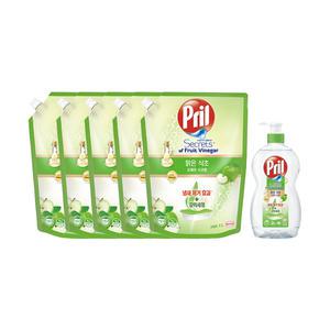 프릴 시크릿오브 맑은식초 사과 700ml, 1개 + 리필 1L, 5개