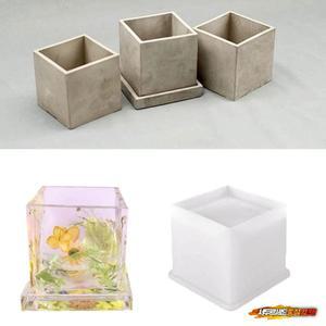 호환 석고 화분용 실리콘 몰드 사각 에폭시 송진 캔들 항아리 트레이 포함 시멘트 몰드 Jesmonite 화분 펜