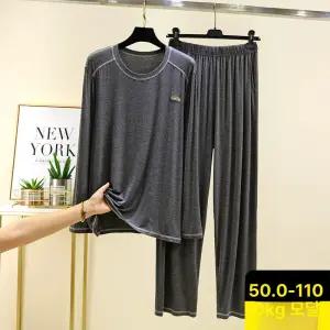 Ardez 남자 모달 긴팔 빅사이즈 라운드넥 홈웨어 잠옷 세트 봄가을 파자마