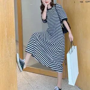 여자 20대 30대 줄무늬 롱티셔츠 원피스 꾸안꾸 패션