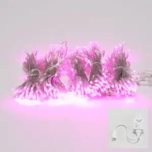 트리조명 300구 DC24V 투명선 핑크색 정류기포함 크리스마스전구 줄조명 장식 LED