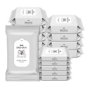 두리 베비스킨 물에 풀리는 천연펄프 비데 물티슈 리필10팩+휴대5팩