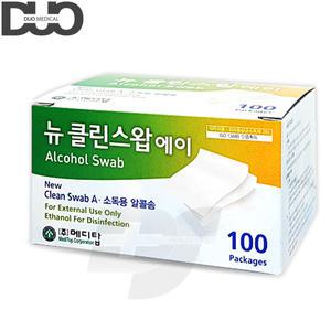 뉴클린스왑에이 100매입 X2통 알콜솜 알콜스왑 소독솜