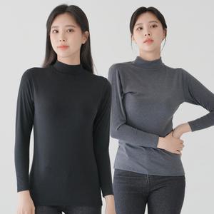 이브바바 여성 겨울 이너 기모 터틀 하프넥 폴라 티셔츠 반목티 웜웨어 상의