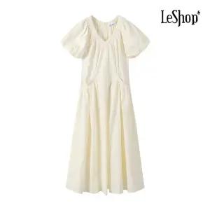 [르샵] V넥 밴딩 퍼프 롱 원피스 (BP5OP012A)