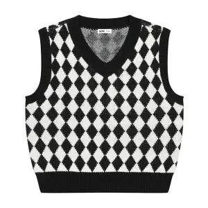[소이] 남아 체커보드 브이넥 니트 베스트 23S5002_BK