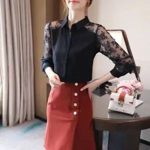 레이스 망사 시스루 블라우스 로맨틱