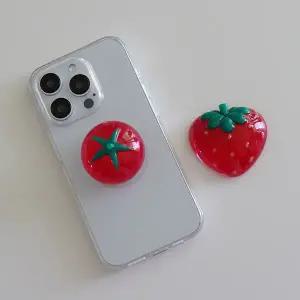 핸드메이드 호마이카 레진 입체 핑거 그립 톡 홀더 휴대폰 거치대 미러 클로버 딸기 토마토