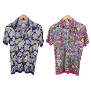 여성 화사한 꽃나염 카라 반팔티 1P 엄마 중년 티셔츠