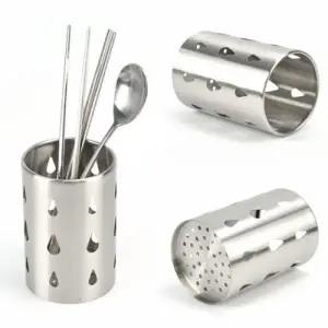 스텐 원형 스탠드 물빠짐 수저꽂이 수저통 8x12cm 8호