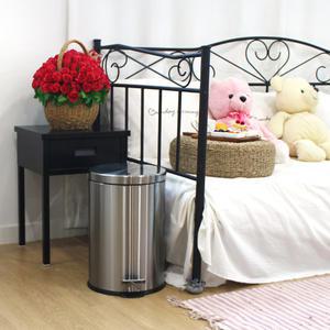 무소음 원형 페달휴지통 20L /종량제 스텐 쓰레기통
