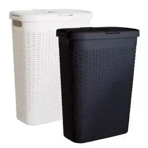 바스클립 세탁물 바구니 세트 40L 2P - 화이트그레이 환기 통풍 세탁 빨래 바구니 통 분리수거함 코스트코