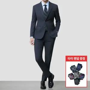 [롯데백화점]맨잇슈트 프리미엄 네이비 울혼방 솔리드 트윌 스트레치 추동 고급 정장 + 타이증정
