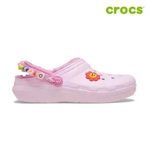 [크록스 정품] 클래식 라인드 데이지 클로그 주니어 아동 털샌들 211634-6ZW