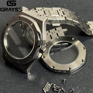 팔각형 스테인레스 스틸 42mm 자동 시계 케이스 MOD 팔찌 투명 백 사파이어 맞춤 NH34 NH35 NH36 NH38 NH70