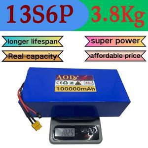100% 새  48V 100Ah 13S6P 리튬 배터리 팩 48v 100000mAh 2000W 시티코코 전동 스쿠터 내장형 50A BMS
