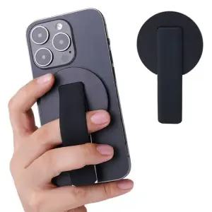 스탠드 맥세이프 스마트톡 접이식 각도조절 자석 탈부착 블랙 스트립 탈부착 핑거링그립