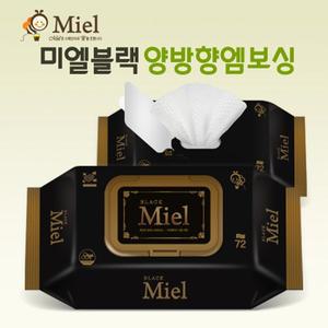 미엘물티슈 양방향 엠보싱 블랙캡형 72매 10팩