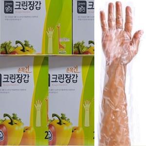 손목긴 크린위생장갑 100매 비닐장갑 일회용장갑 김장용장갑 목이긴장갑 비닐위생장갑 주방장갑