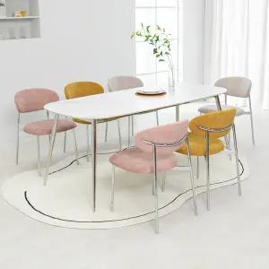 프랑크 세라믹 1800X850 타원형 로즈 6인 식탁 세트