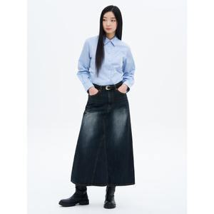 [에잇세컨즈] 틴워싱 데님 롱스커트  블루 (355127LPEP)