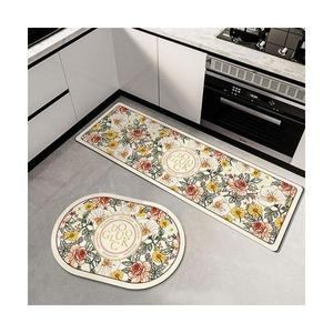 규조토 발매트 주방 부엌 싱크대 바닥 논슬립 미끄럼방지 패드 빨아쓰는 욕실 화장실 발판 플라워 매트 1P