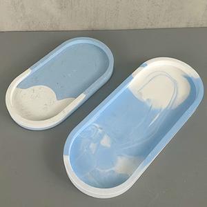 타원형 스토리지 트레이 실리콘 몰드 DIY 꽃 냄비 기본 공예 접시 금형 에폭시 홈 석고 장식 코스터 만들기 수지 주조