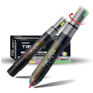 [문구티쳐] 문교 3색 노크식 형광펜 TRLONE Twist 하이라이터 트리온