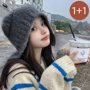 1개+1개 펀치냥 귀여운 고양이 후드모자 귀도리 비니