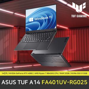 ASUS TUF gaming A14 FA401UV-RG025 노트북 / 윈도우11 설치 / RAM 32GB / NVMe SSD 512GB