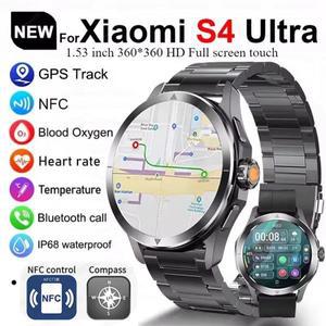 2025 Xiaomi S4 Ultra GPS 스마트 워치 남성용 AMOLED 야외 스포츠 트랙 NFC 심박수 방수 블루투스 통화 Sm