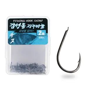 DK 감성돔 지누바늘 2호 블랙니켈 덕용 100개입 낚시바늘/싸파낚시 바다낚시 갯바위 낚시