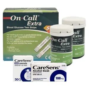 온콜 엑스트라 혈당시험지 50매 + 침100개 + 솜100매 검사지 D