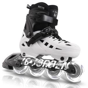 [미국배송] 및 소년용 인라인 스케이트 여성용 풀 라이트 업 휠이 있는 4가지 크기 조절 가능한 롤러 블레이드 내구성이 뛰어난 외피 4-12세 성인용