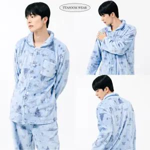 따숨웨어 남자 수면 잠옷 세트 극세사 기모 겨울 남성 파자마 홈웨어 커플 DMS5F14