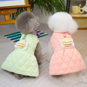 [콩심팥심]강아지 산책 옷 퀼팅 패턴 가을 겨울 원피스 자켓 예쁜강아지옷