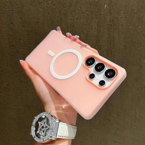 캔디 컬러 매트 젤리 자석 휴대폰 케이스 삼성 갤럭시 S24 S23 S25 엣지 울트라 플러스 A17 A07용 맥세이프