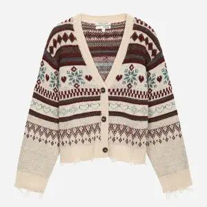[써스데이아일랜드](T258MCD935W)자카드 브이넥 니트 가디건