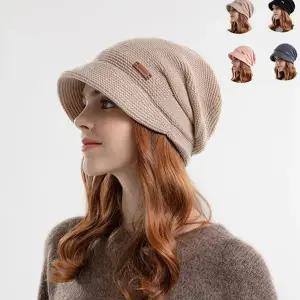 여성 비니 모자 골지 니트 따뜻한 겨울 비니 모자 아웃도어 방한 방한모 달린 등산 골프