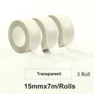 3 롤 15mm * 7M 투명 라벨 스티커 P12/P15/P50/Q30/D30 용 접착 라벨 용지 KingJim LR5C Office 라벨링 MAK