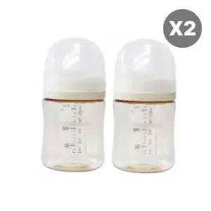 더블하트 아기 젖병 트윈팩 X2개 노꼭지 세트 베이지