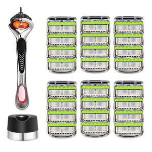 질레트 호환용 스윙 면도기 + 신형 베일리 면도날 6팩(24개입) + 면도기꽂이