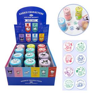 산리오 캐릭터즈 칭찬 스탬프 12개입 PO 원형 만년 캐릭터 어린이 도장세트