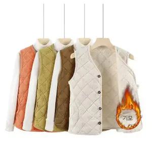 꽃무늬 할머니 털조끼 겨울 누빔 조끼 중년 여성 엄마 기모 경로당 노인정 패션