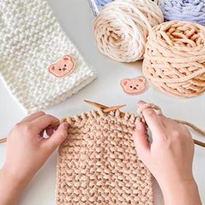 DIY 수제 목도리 뜨기 털실 뜨개질세트 키트 대바늘 와펜 쇼핑백 포함 6컬러