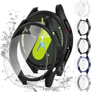 2 팩 케이스 스트랩 갤럭시 시계 7 6 5 4 40mm 44mm 유리 PC 범퍼 화면 보호기 실리콘 밴드 액세서리