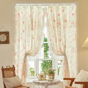 플라워 레이스 이중 커튼 가리개 가림막 1.5 x 1.5m (WFHVXZT)