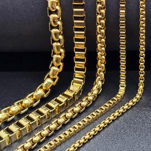 18K 골드 도금 체인 목걸이 써지컬스틸 박스체인 남자 목걸이 줄
