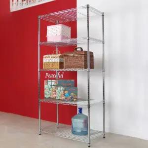 리빙와이드메탈랙 900 5단 메탈선반 진열장 수납선반 메탈렉